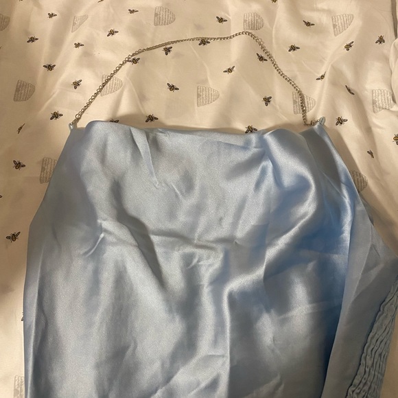 Blue Satin Crop Top - Picture 3 of 3